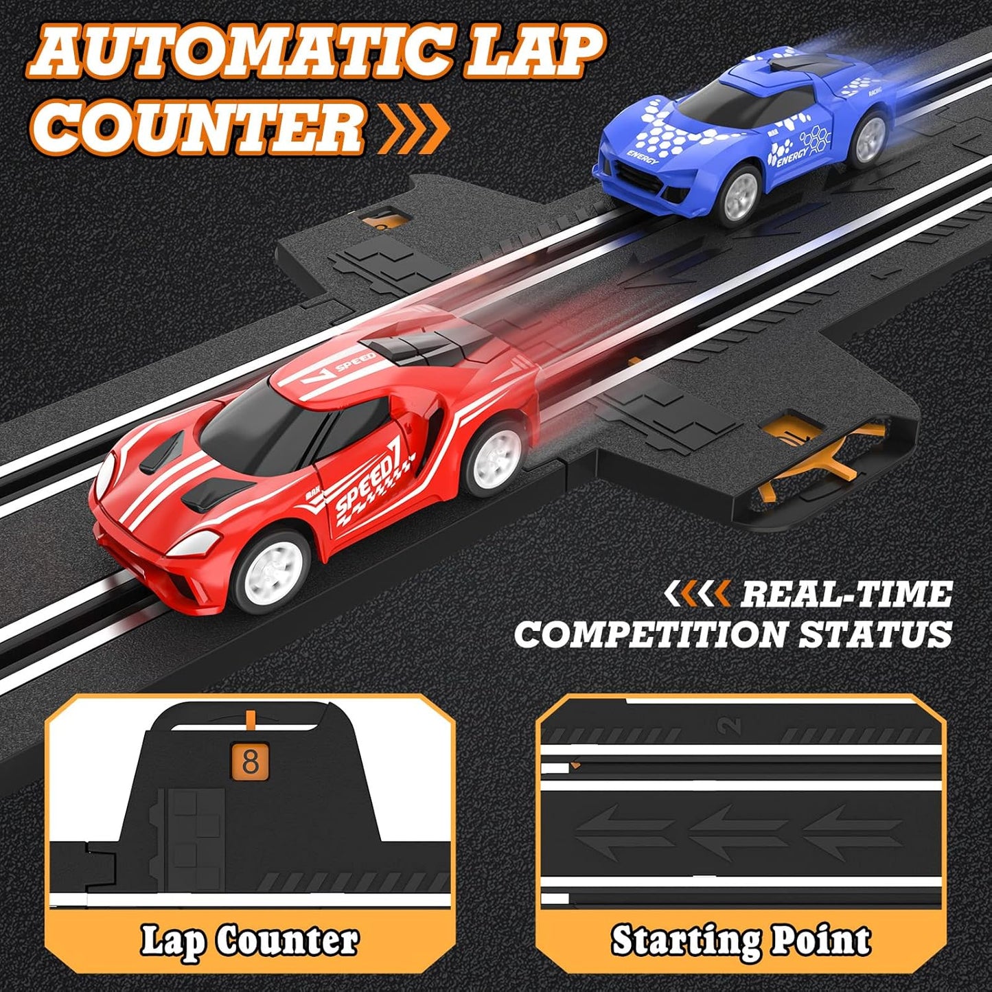 Dual-Level Race Track – 2 Players, 4 High-Speed Cars! 🚗🔥