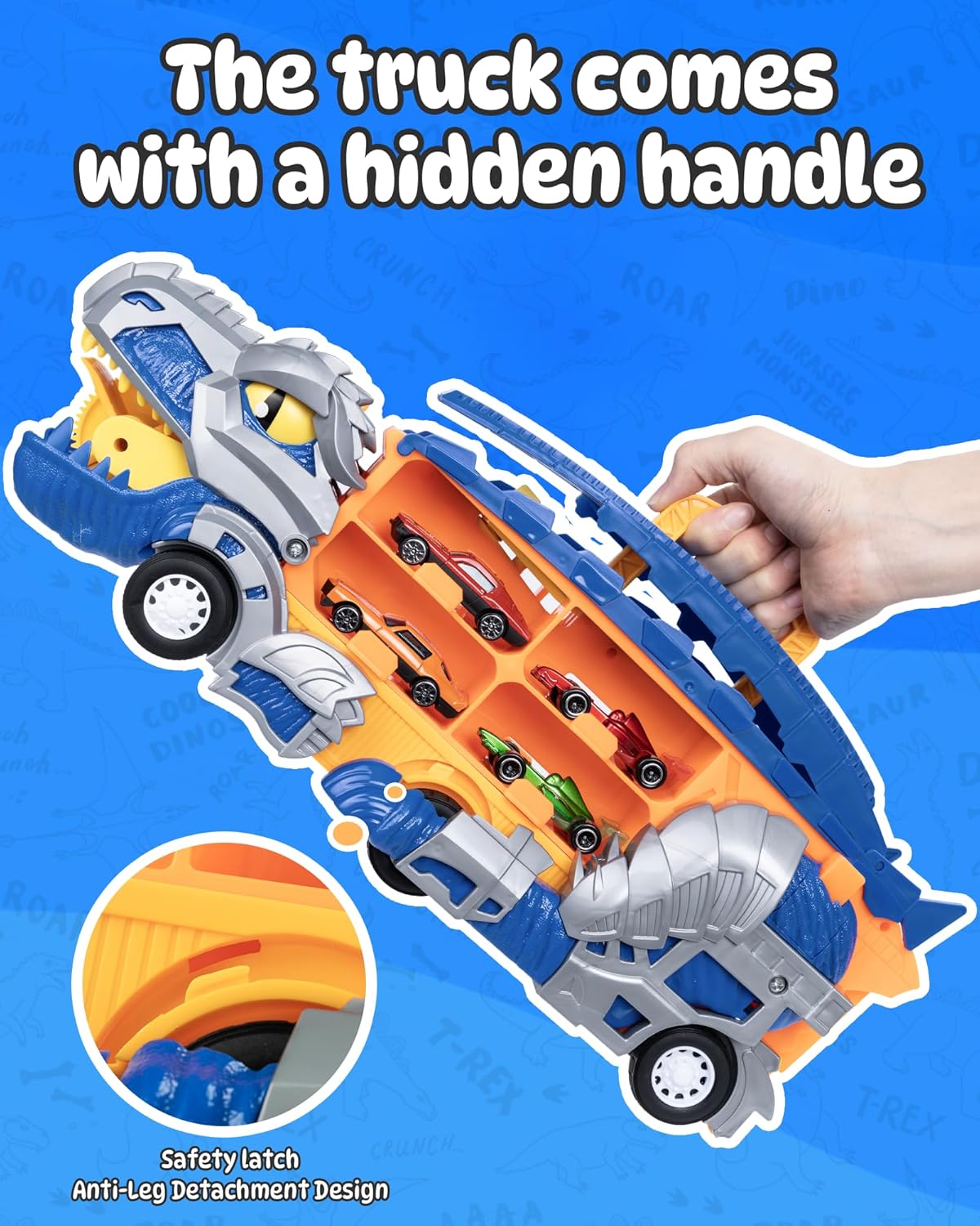 Dinosaur Truck Carrier Toy: 13-in-1 Foldable Race Track Set with 12 Cars & Sounds! 🦖🚚🏁🎁