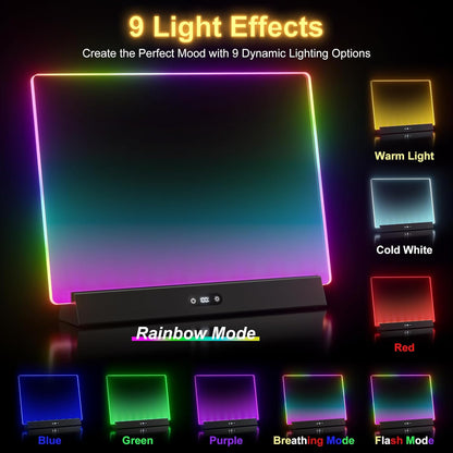 Rechargeable LED Glow Board 💡: 9 Light Modes for Messages & Decor 🎨✨🎁