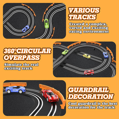 Dual-Level Race Track – 2 Players, 4 High-Speed Cars! 🚗🔥