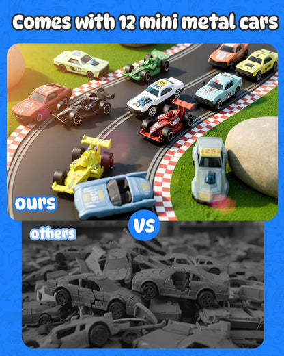 Dinosaur Truck Carrier Toy: 13-in-1 Foldable Race Track Set with 12 Cars & Sounds! 🦖🚚🏁🎁